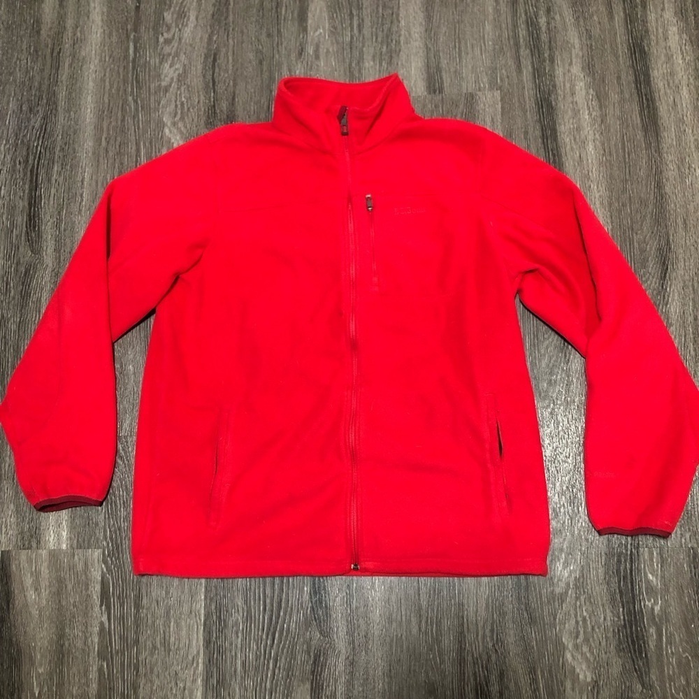 L.L.Bean Men's Red Polartec Fleece Full Zip Tall Large L Thermal Jacket Outdoors